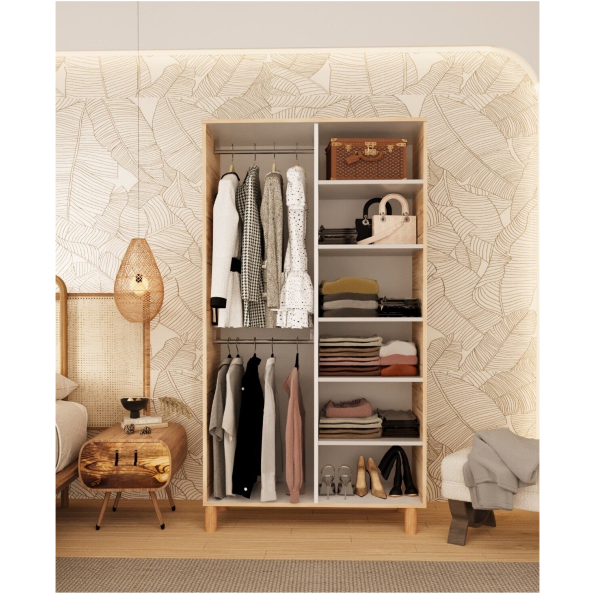 Metalia GM 1002 2 KAPAKLI AYAKLI BOHEM GARDIROP - Görsel 6