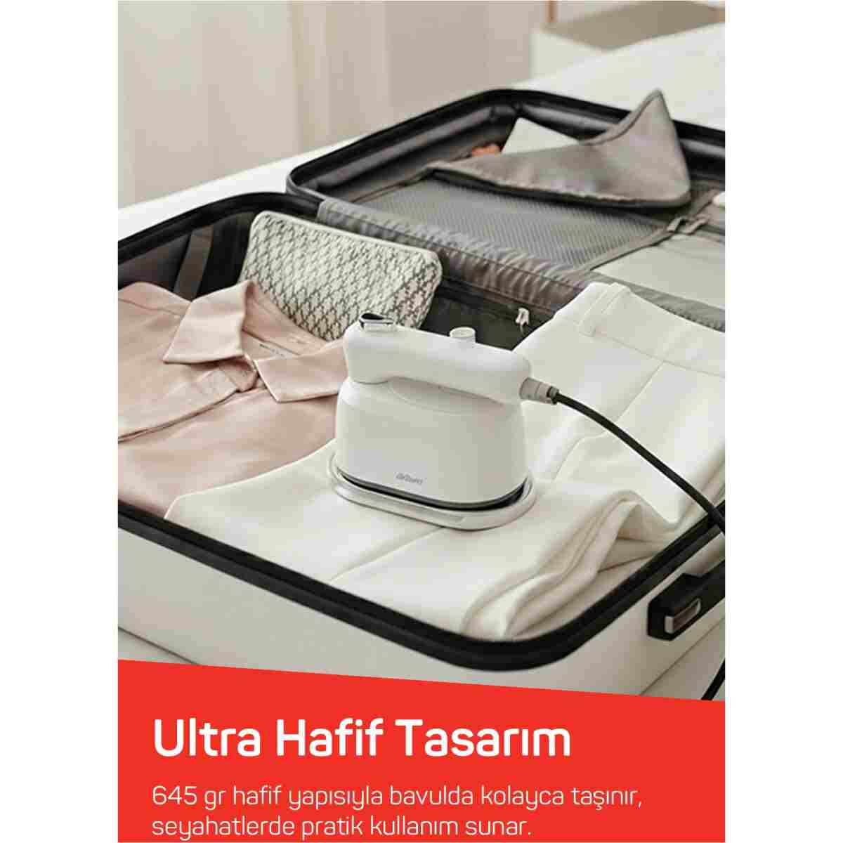 Arzum AR6055 Handy Steam Mini Buharlı Düzleştirici ve Seyahat Ütüsü, Dikey Buharlı Kırışık Giderici - Görsel 4