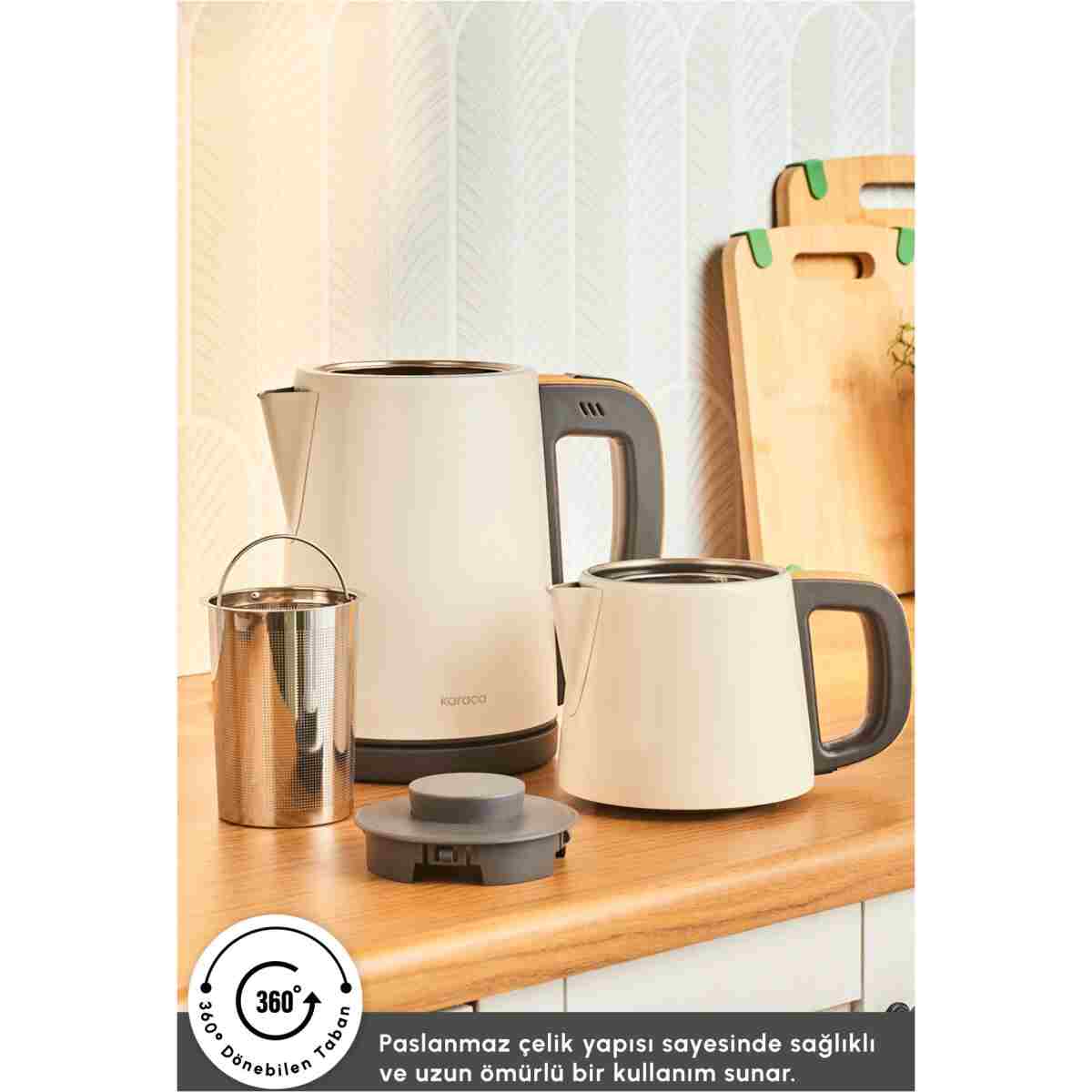 Karaca Tea Break 2 in 1 Çelik Çay Makinesi Wood Craft - Görsel 4