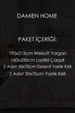 DAMIEN Çift Kişilik 6 Parça Etnik Desen Welsoft Uyku Seti | Yorgan + Çarşaf + Yastık Kılıfı | Çeyiz Seti - Görsel 2