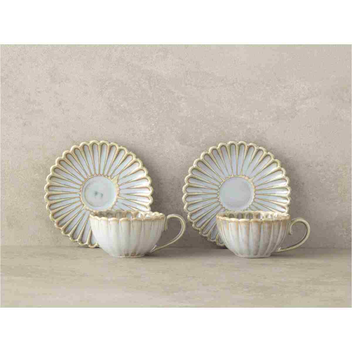 English Home Fiore New Bone China 4 Parça 2 Kişilik Kahve Fincan Takımı Gri - Görsel 3