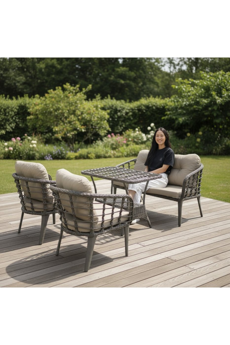 f86a72cd053e314b040d1919ac011d5e Tu Tienda KARTEPE ALÜMİNYUM 2 1 1 SEHPA(60*90) RATTAN BAHÇE BALKON TAKIMI,ANTRASİT RATTAN/GRİ KUMAŞ - Görsel 1