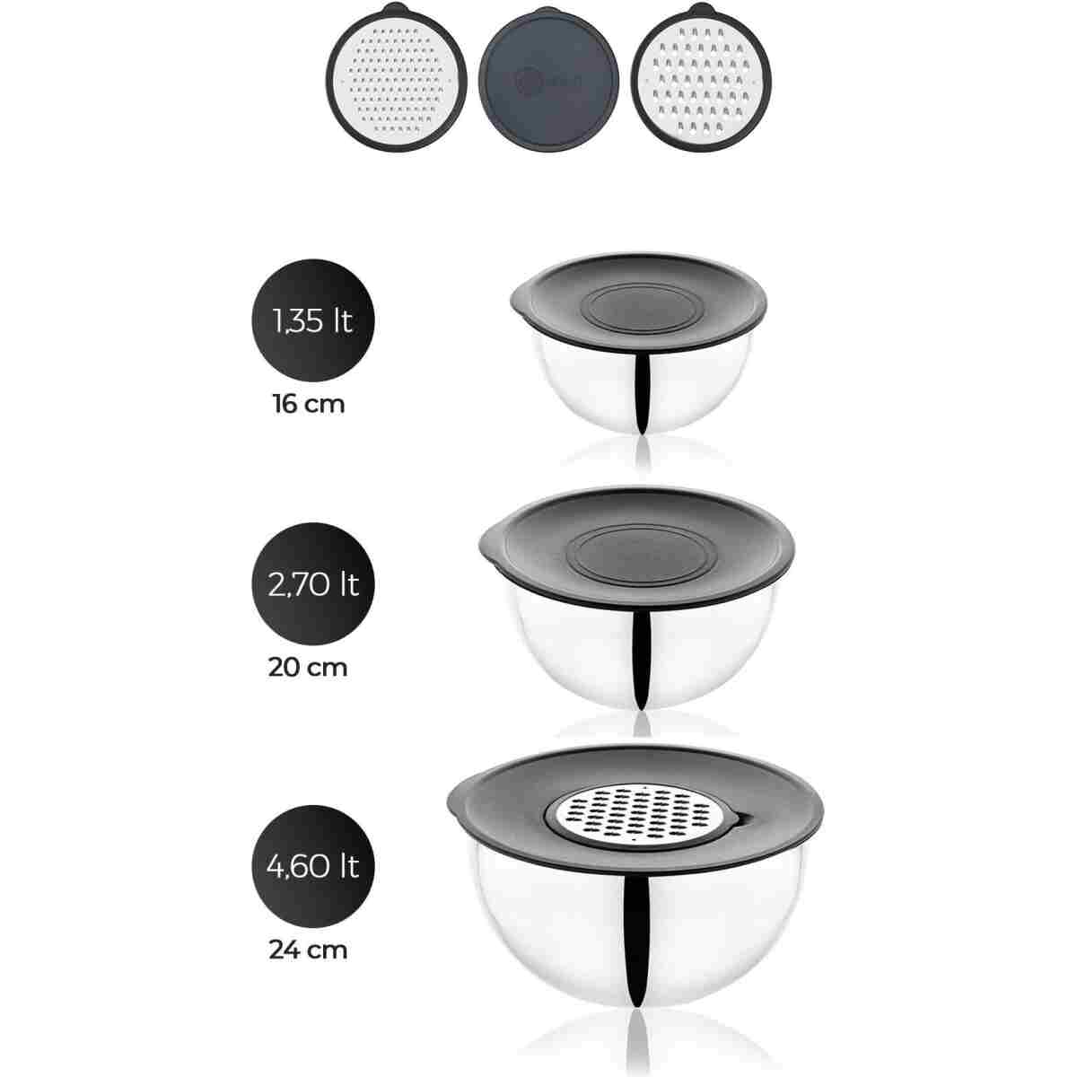 ACAR Karat 9 Parça Rendeli Karıştırma ve Saklama Kabı (16-20-24 cm) - Görsel 15