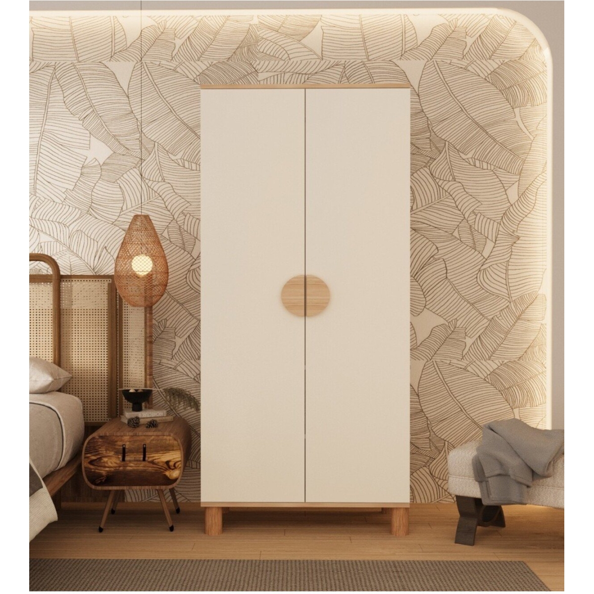 Metalia GM 1002 2 KAPAKLI AYAKLI BOHEM GARDIROP - Görsel 5