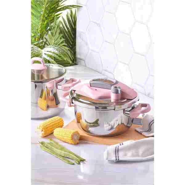 Karaca Perfect Pink Indüksiyon Tabanlı Düdüklü Tencere Seti 4 6 Lt