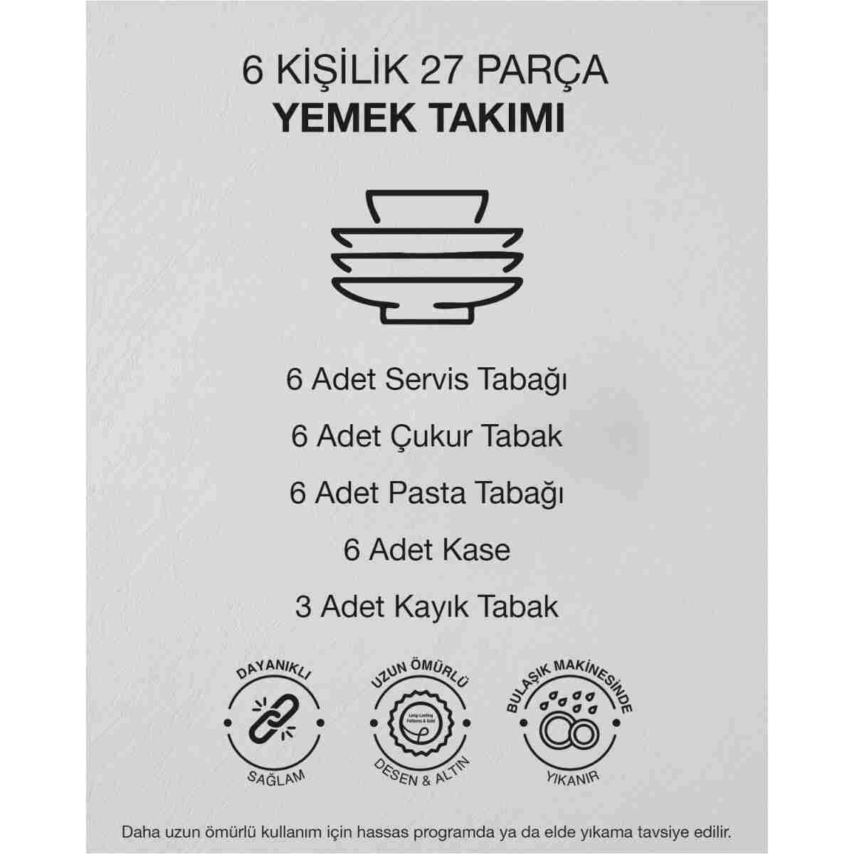 English Home Torino Porselen Yemek Takımı 27 Parça 6 Kişilik Gold - Görsel 11