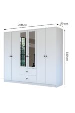 Metalia Gm 036 Lüx 6 Kapı 2 Çekmeceli Düğme Kulplu Aynalı Gardırop - Görsel 5