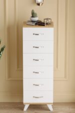 AEKA AE-3038 Belinda 6 Çekmeceli Beyaz Çam Şifonyer Komodin 132*45*36 cm - Görsel 4