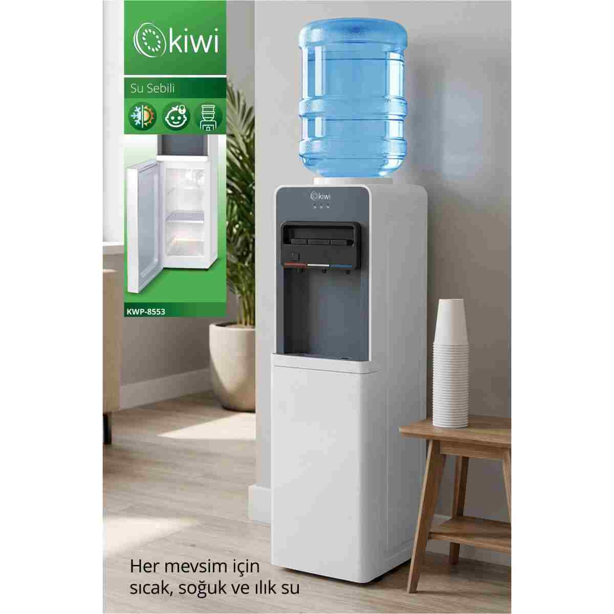 Kiwi KWP-8553 Su Sebili Siyah, 3 Musluklu (Sıcak-Soğuk-Ilık), Saklama Dolabı - Görsel 7