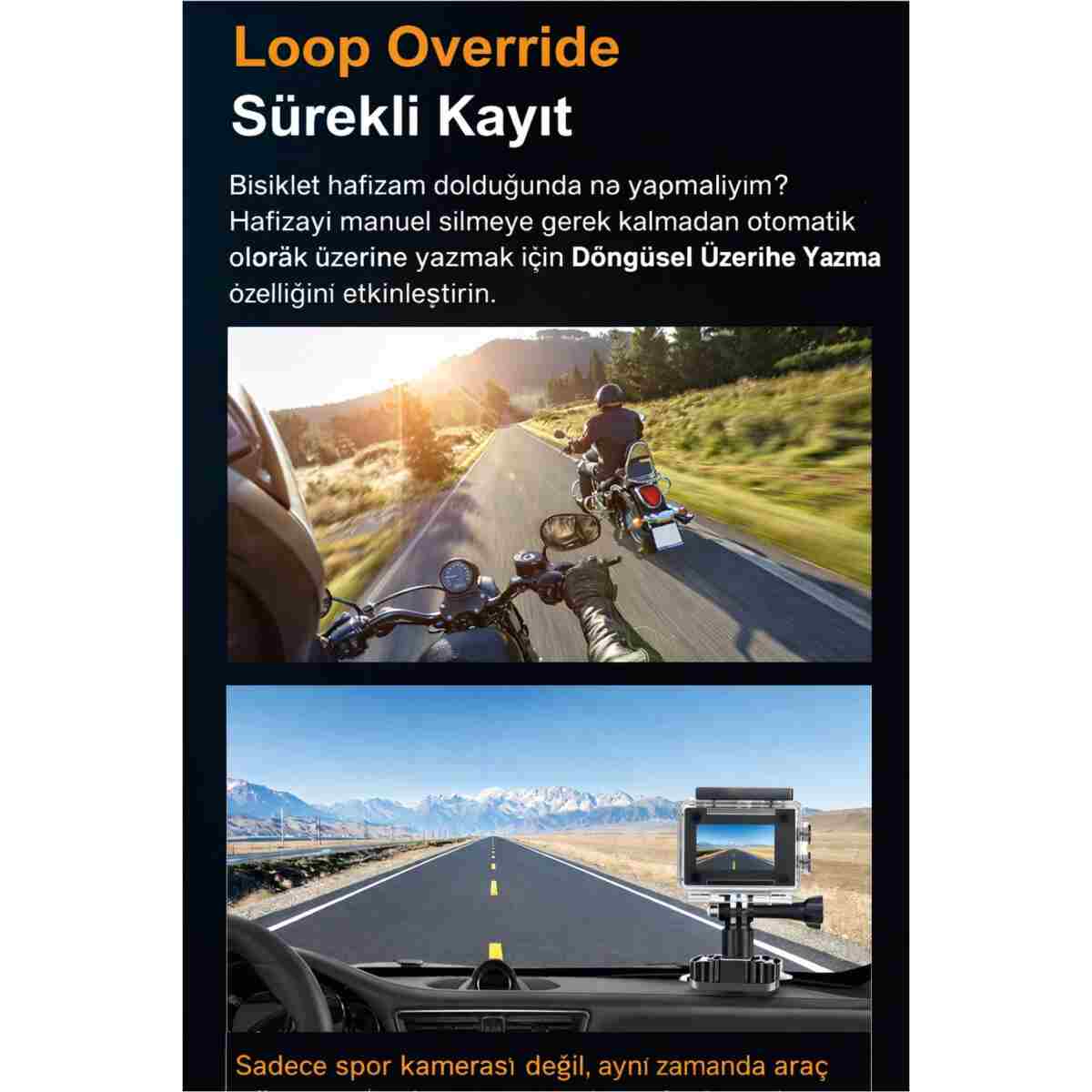 Qifit Kuryelere Motorsiklet Özel 4K 60FPS aksiyon kamerası Tüm Herşeyi Akıcı ve Dikey Çekim Uyumlu - Görsel 5