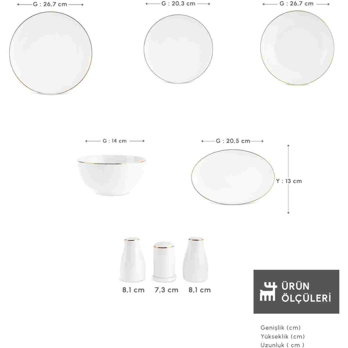Karaca Elegance Bone Esbelto 53 Parça 12 Kişilik Yemek Takımı Gold - Görsel 2