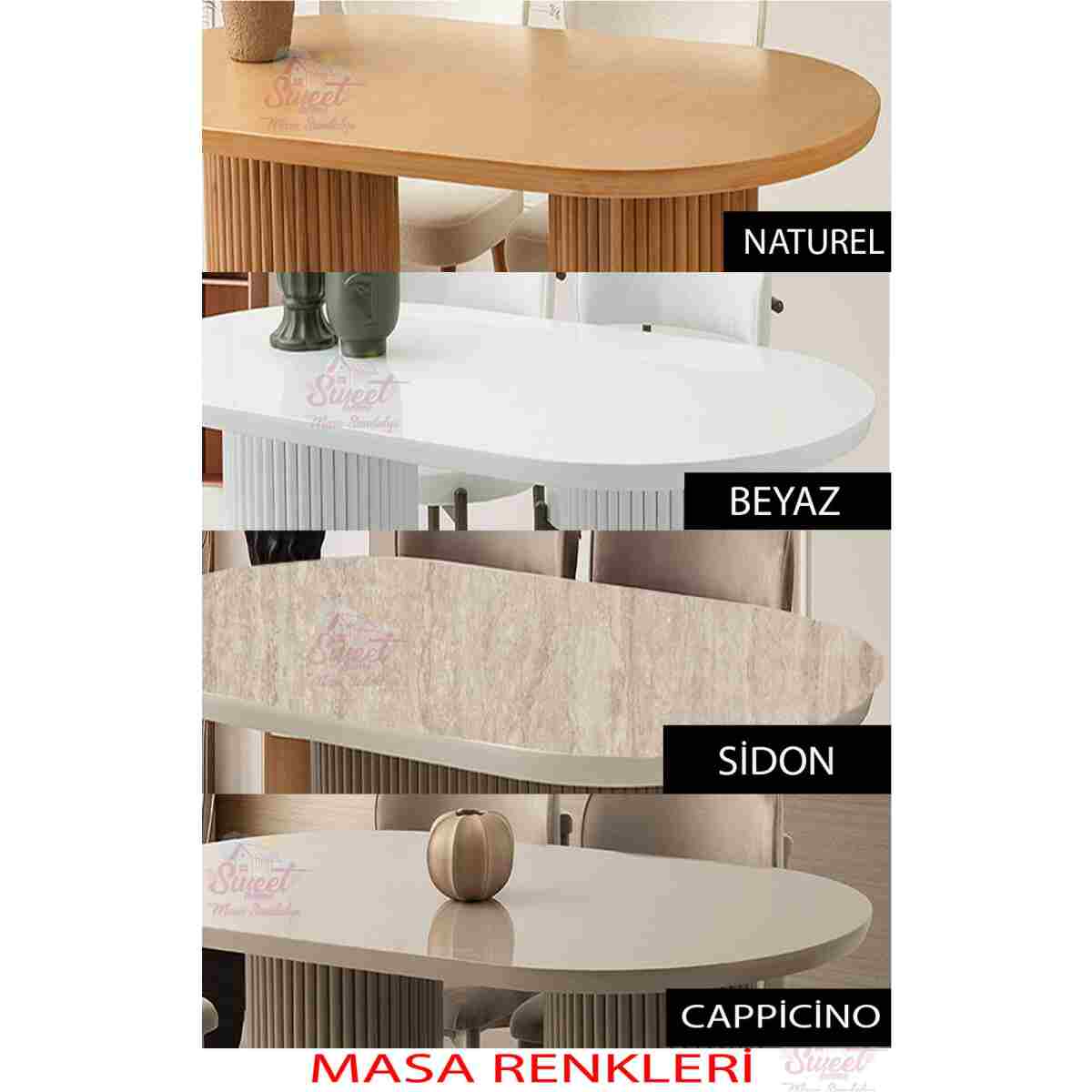 Sweet Home Masa Sandalye Orkide Oval Yemek Masası Takımı Gazel Sandalye Natural (1 Masa 6 Sandalye ) - Görsel 2