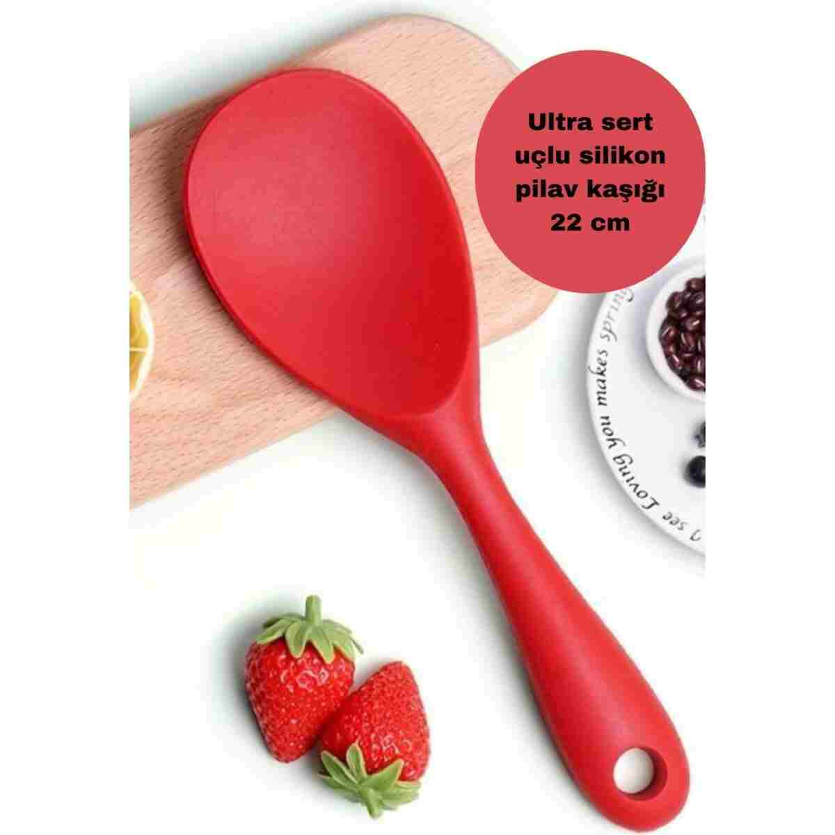 BRE HOME 22 cm ultra sert uçlu silikon pilav kaşığı yüksek ısıya dayanıklı Yanmaz Yapışmaz - Görsel 7