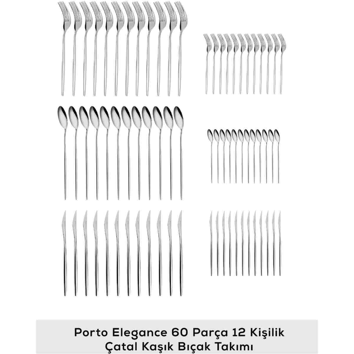 Karaca New Porto Elegance 60 Parça 12 Kişilik Çatal Kaşık Bıçak Takımı - Görsel 10