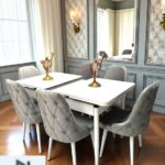 NUNKA HOME Şato Serisi Mutfak ve Salon Yemek Masası Takımı +6 Sandalyeli Gri Modern ve Şık Tasarım