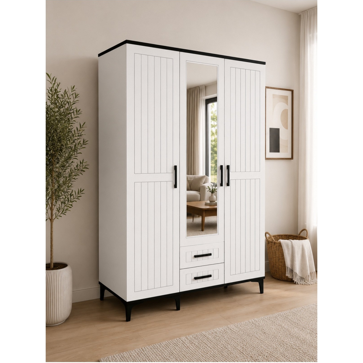 ORİDA HOME Luna 3 Kapaklı 2 Çekmeceli Mega Ölçü Dolap 120 Cm - Görsel 7