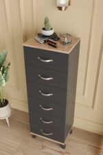 AEKA AE-3038 Belinda 6 Çekmeceli Antrasit Gri Şifonyer Komodin 132*45*36 cm - Görsel 5
