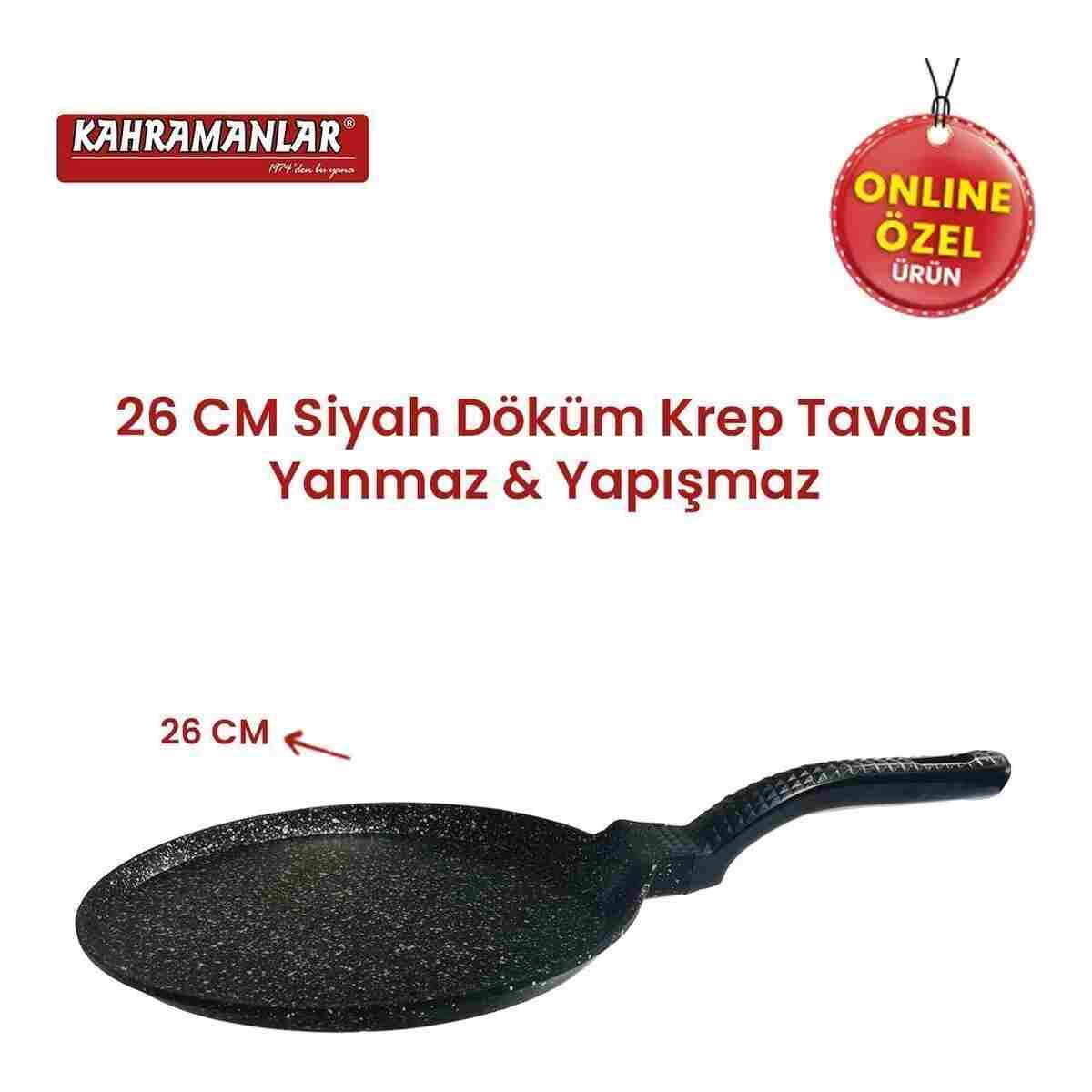 Kahramanlar Helegra Döküm 26 Cm Siyah Krep Tavası - Görsel 4