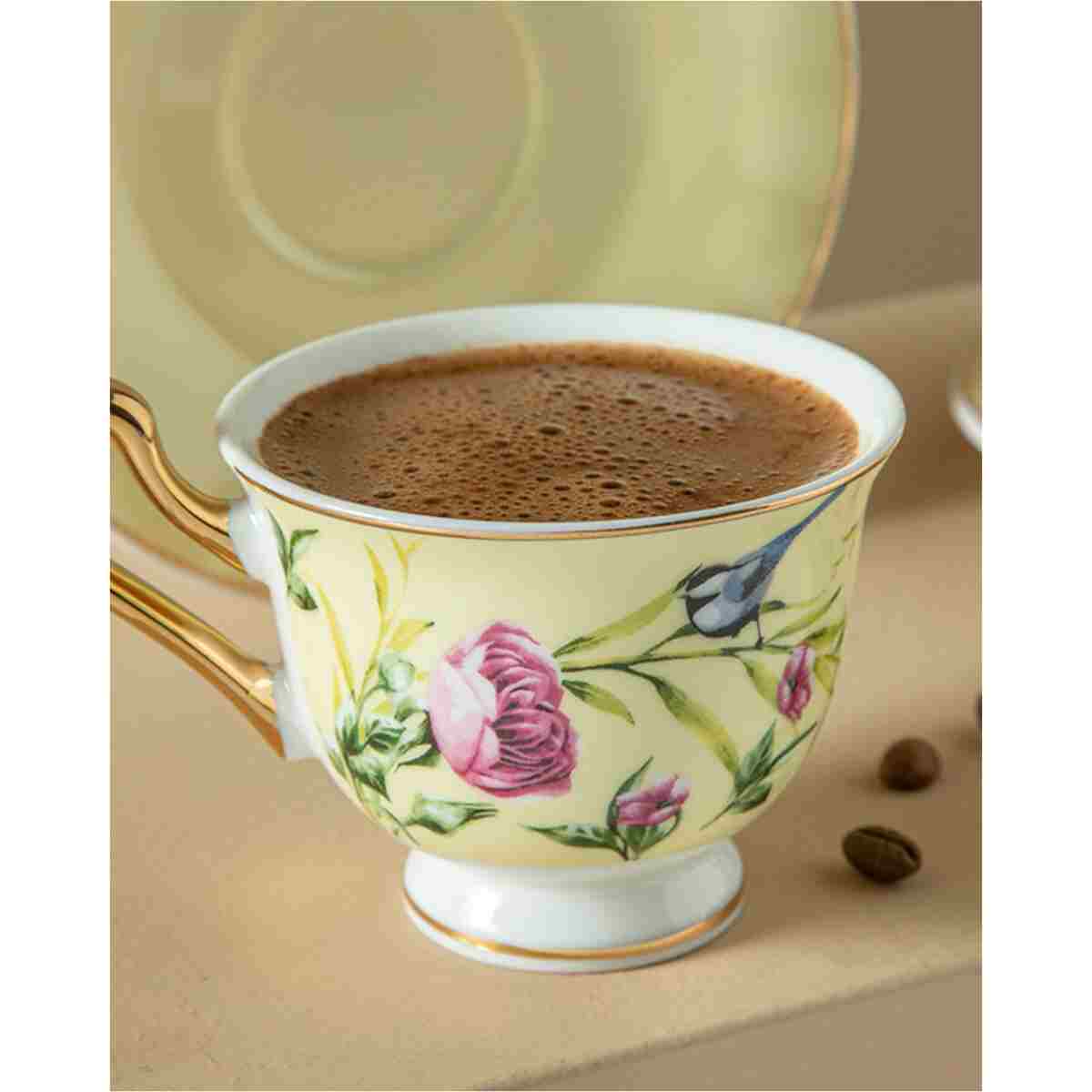 English Home Vanilla New Bone China 4 Parça 2 Kişilik Kahve Fıncan Takımı 90 Ml Açık Sarı - Görsel 3