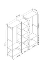 Bofigo 10 Raflı Metal Gardırop Metal Portmanto Açık Gardırop Elbise Dolabı Vestiyer Openix Çam - Görsel 2