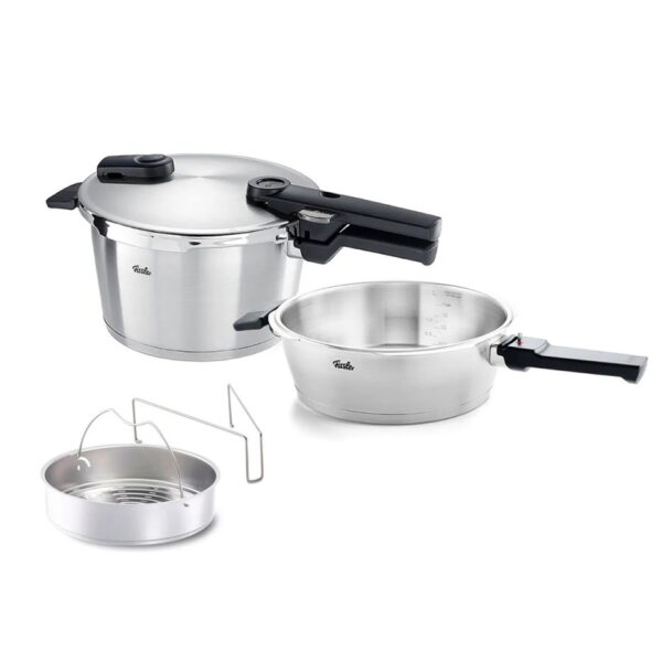 Fissler Vitaquick Premium 4,5+2,5 Litre Düdüklü Tencere + Buharda Pişirme Aparatı