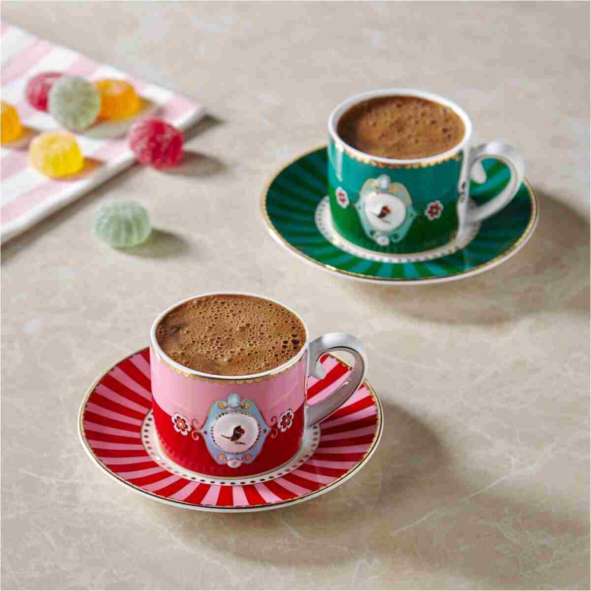 Pip Studio Love Birds Kırmızı Porselen Kahve Fincanı 90 Ml - Görsel 2