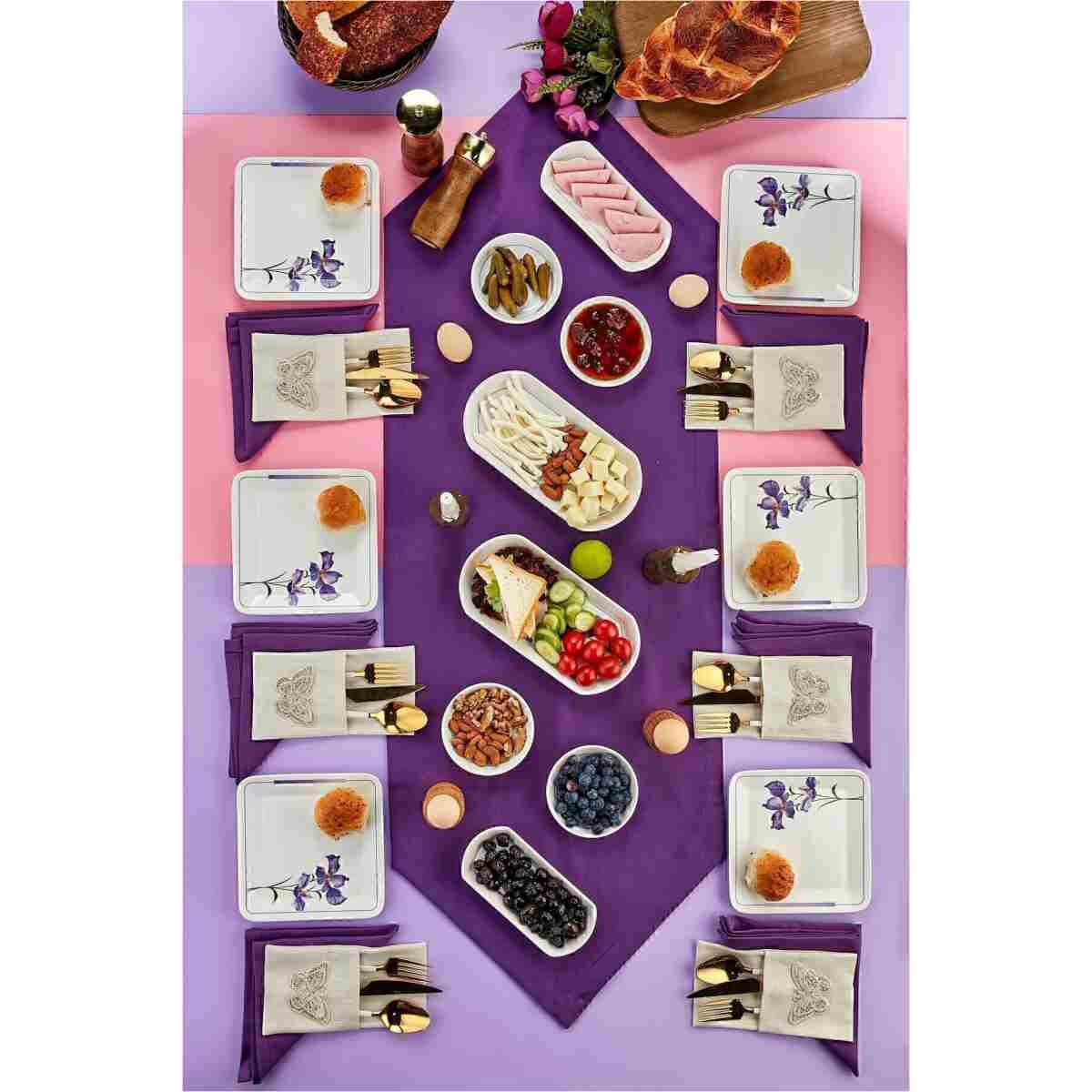 EMBazaar 14 Parça 6 Kişilik Stackable Premium Morina Kahvaltı Takımı Seti Kahvaltılık Sunum Pasta Tabağı - Görsel 2