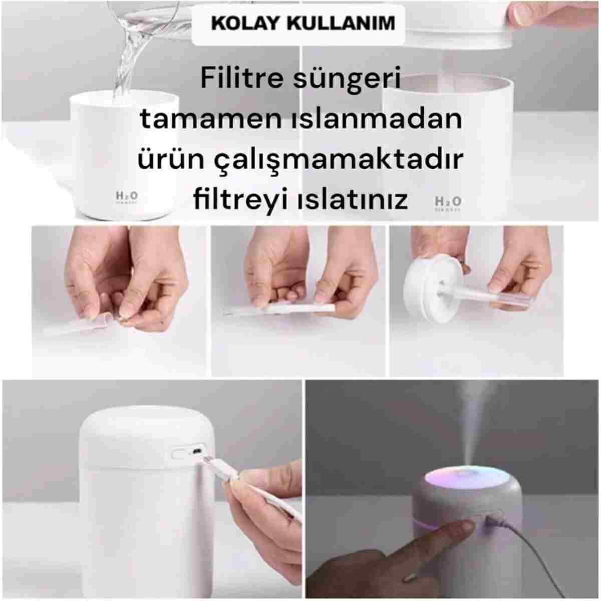 Genel Markalar 300 ml RGB Işıklı Ulrasonik Ledli Hava Nemlendirici Buhar Makinesi Ve Aroma Verici Buhardanlık - Görsel 9