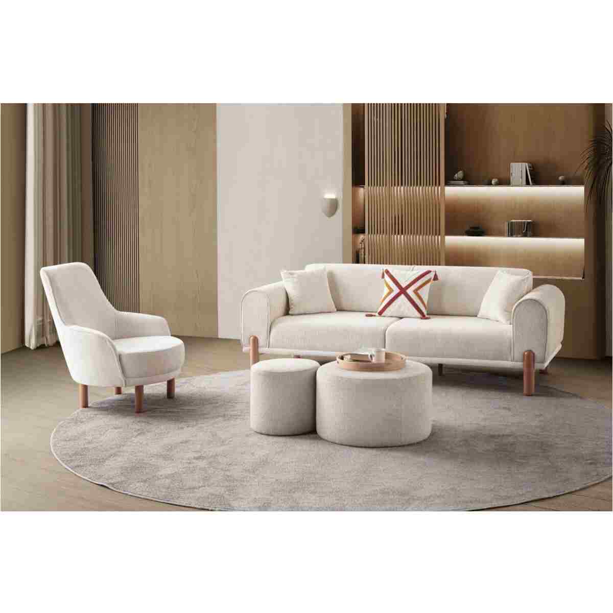EDSY HOME Armoni 3+3+1 Koltuk Takımı Krem - Görsel 3