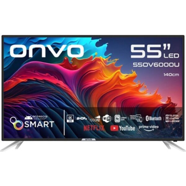ONVO 55OV6000U 55" 140 Ekran Uydu Alıcılı 4K Ultra Hd Androıd Smart LED Tv