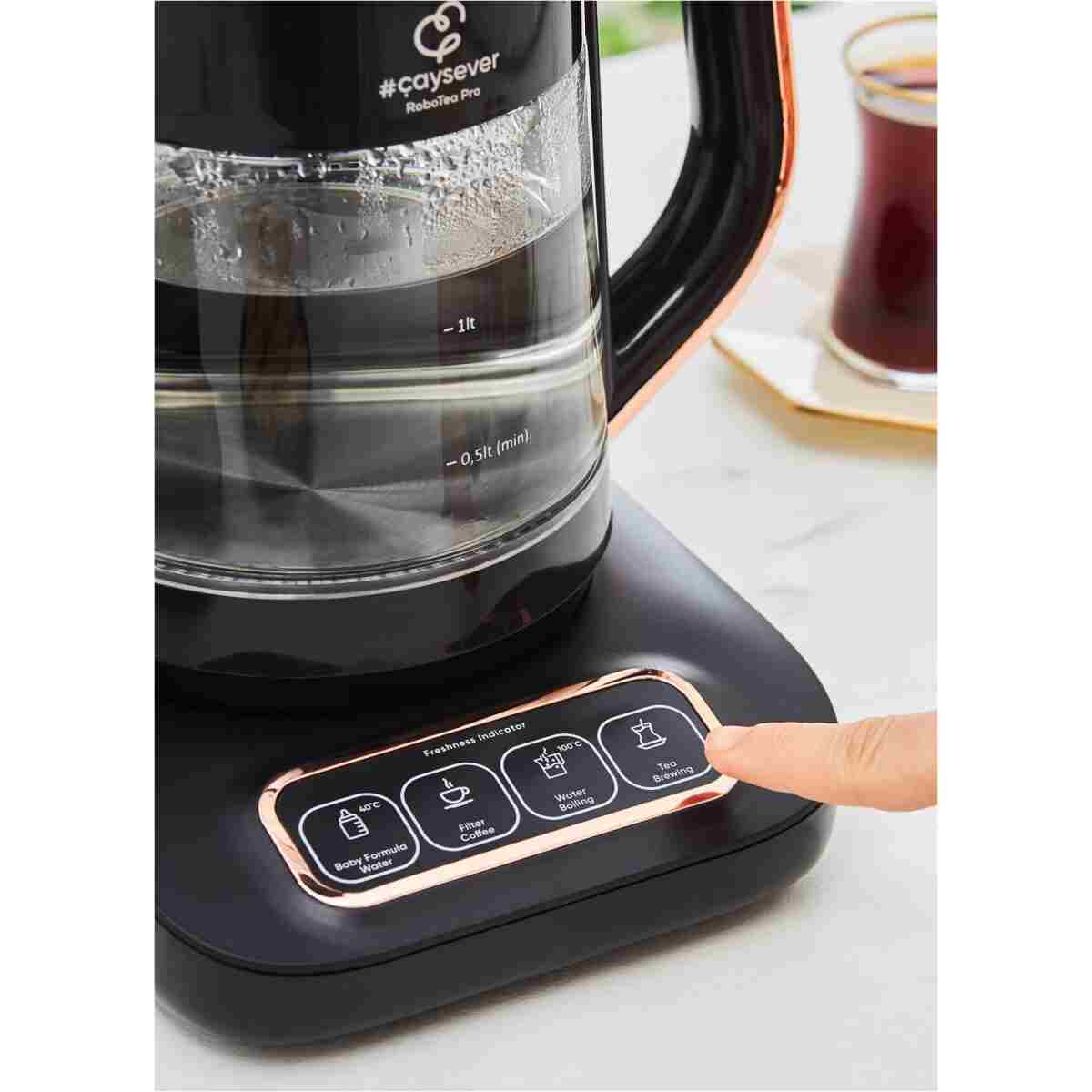 Karaca Robotea Pro 4 in 1 Konuşan Cam Çay Makinesi Black Copper - Görsel 5