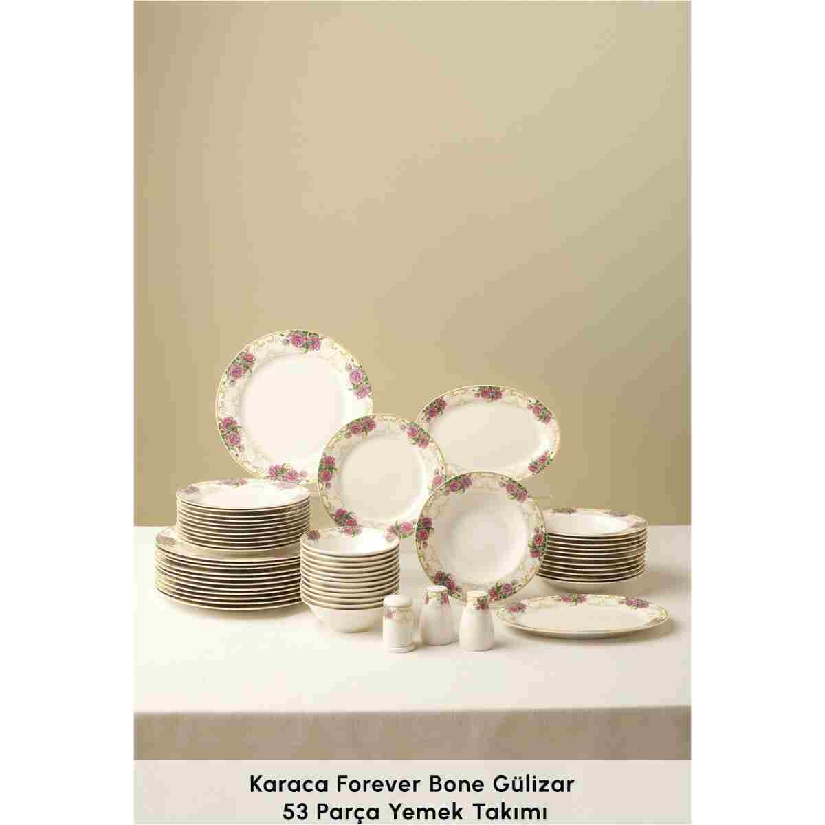 Karaca Forever Bone Gülizar 53 Parça 12 Kişilik Yemek Takımı - Görsel 3