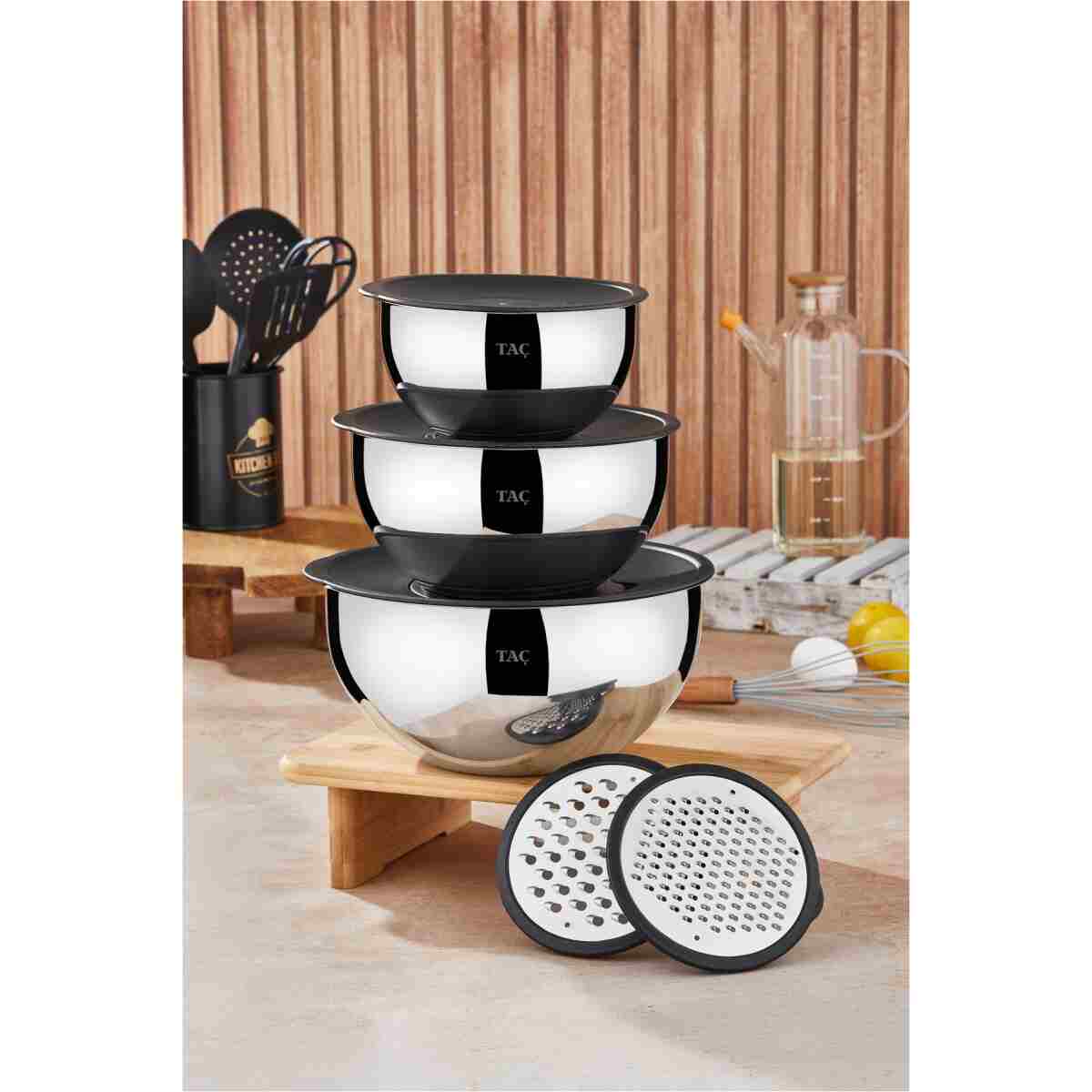 Taç MixMaster 9 Parça Rendeli Karıştırma ve Saklama Kabı (16-20-24 cm) - Görsel 6