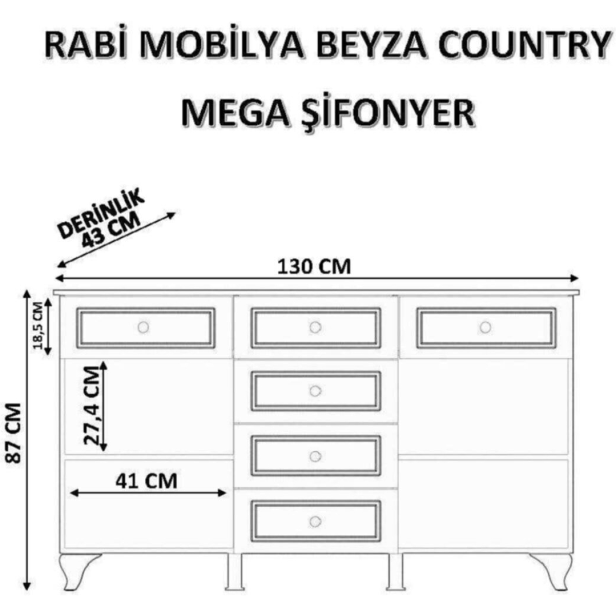 Rabi Beyza Country Mega Şifonyer - Görsel 5