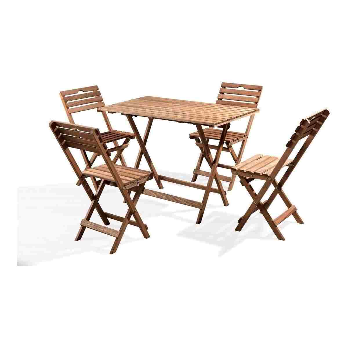 BarışAhşap Ahşap Masa Sandalye Seti 5’li Set (katlanabilir) Hediye Minderli - Görsel 8