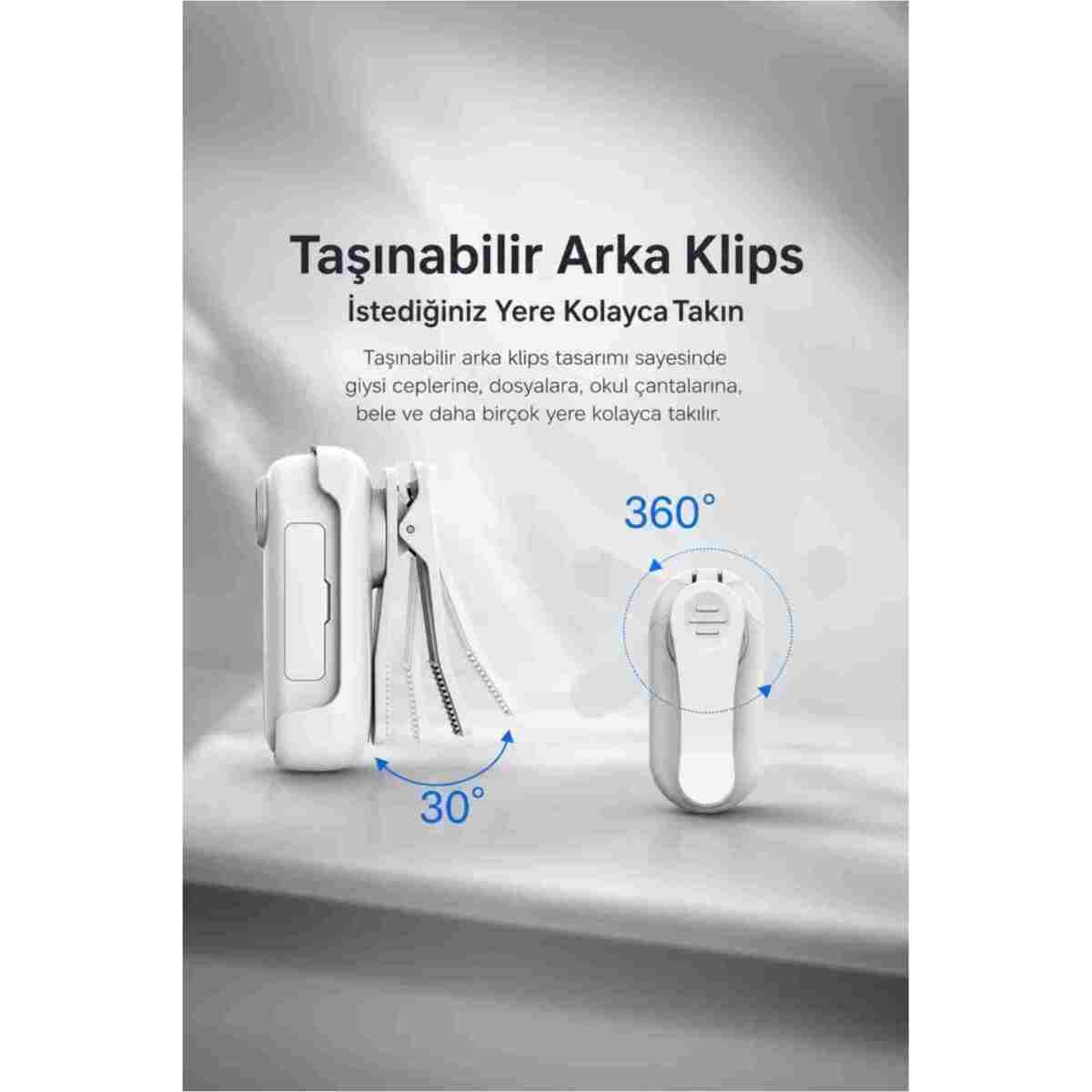 Torima Aksiyon Kamerası 1080 P Manyetik Giyilebilir Geniş Açılı Klips Tasarımlı Kamera CMR34 Beyaz - Görsel 2