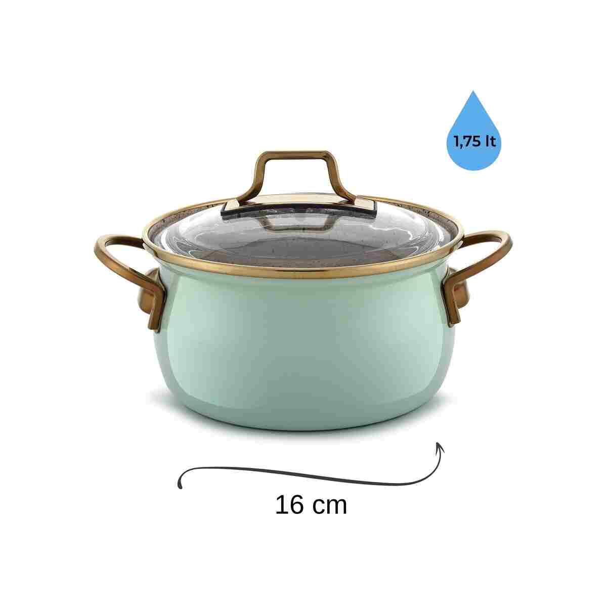 Bonera Emaye Vintage Güveç 6 Parça Tencere Seti 16-20-22 cm - Gri - Granit İç Kaplama - Görsel 5