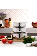 Schafer Practi 3 lü Çelik Saklama Kabı (16/18/20 Cm) 6 Parça-Inox - Görsel 3