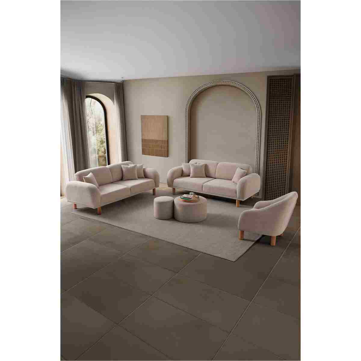 EDSY HOME Regnum Koltuk Takımı 3+3+1 Taş Renk - Görsel 2