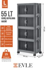 EVLE Katlanabilir Modüler Dolap 4 lü 54 cm x 31,7 cm x 127 cm - Görsel 11
