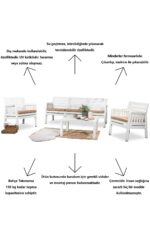 SANDALİE Lara 3 1 1 S Bahçe Takımı Balkon - Bahçe - Teras Mobilyası / Beyaz - Görsel 8