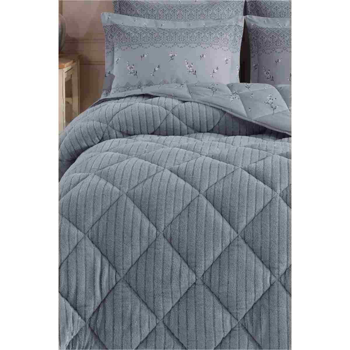 Otelonia Striped Jakarlı Wellsoft Çift Kişilik Uyku Seti Lastikli Çarşaflı 4 Parça - Görsel 12
