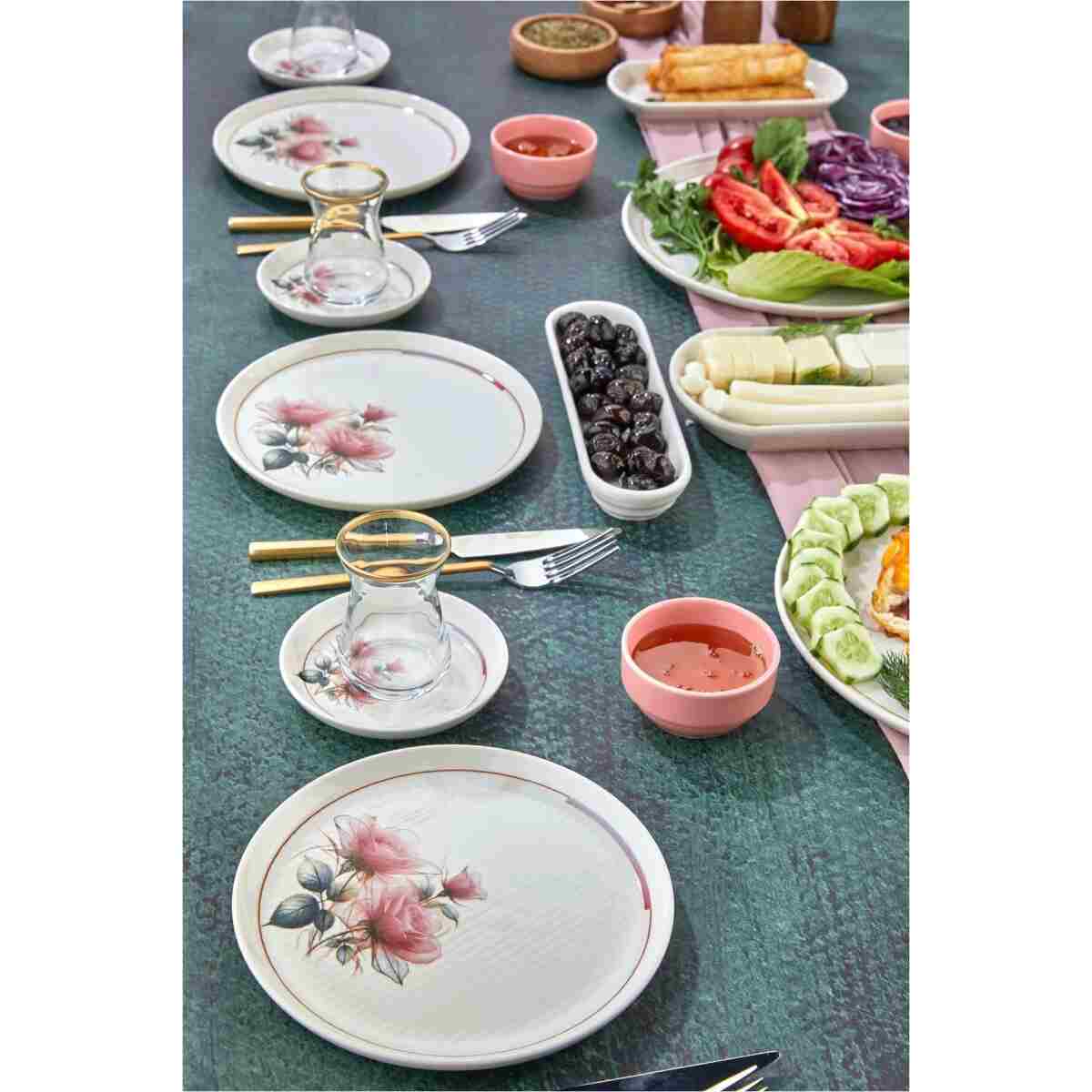 EMBazaar 23 Parça 6 Kişilik Stackable Elegance Premium Kahvaltı Takımı Kahvaltılık Tabak Seti Sunum Set - Görsel 14