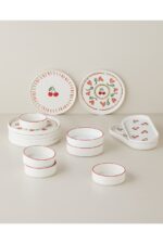 English Home Cherry Seramik Kahvaltı Takımı 14 parça 6 kişilik Kırmızı