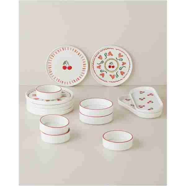 English Home Cherry Seramik Kahvaltı Takımı 14 parça 6 kişilik Kırmızı
