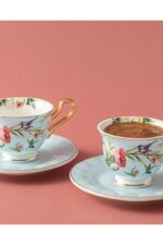 English Home Vanilla New Bone China 4 Parça 2 Kişilik Kahve Fincan Takımı Açık Mavi