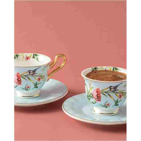 English Home Vanilla New Bone China 4 Parça 2 Kişilik Kahve Fincan Takımı Açık Mavi