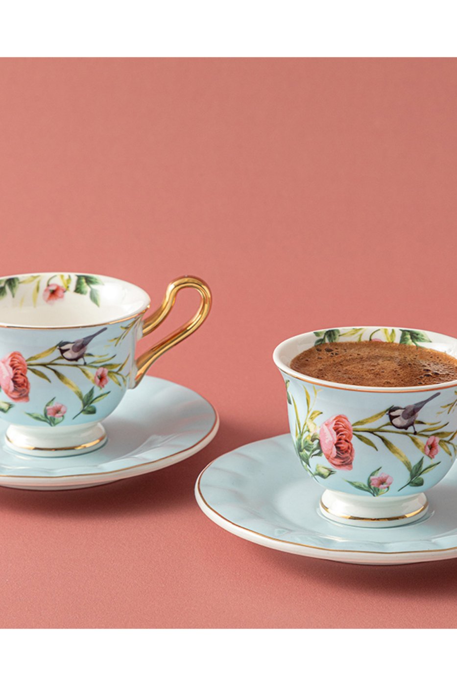 ff7bdff88fff8eb42f9da8a72d70cb84 English Home Vanilla New Bone China 4 Parça 2 Kişilik Kahve Fincan Takımı Açık Mavi - Görsel 1