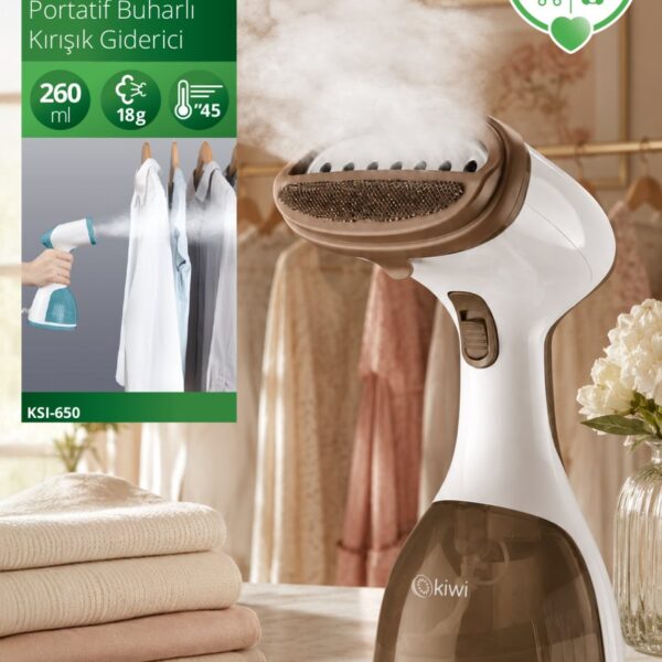 Kiwi KSI-650 Portatif Buharlı Kırışık Giderici | 1200 Watt & 18 g/dk Buhar & 260 ml Tank & 45 sn Isınma