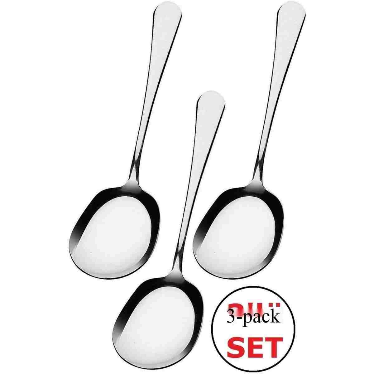 BRE HOME 3 Adet Çelik Servis Kaşık 21 Cm - Görsel 7